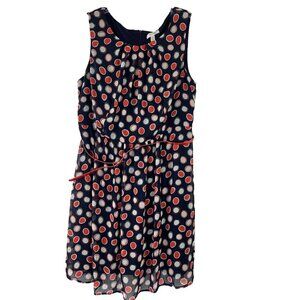 DressBarn Women's Polk-a-Dot Navy Blue Dress